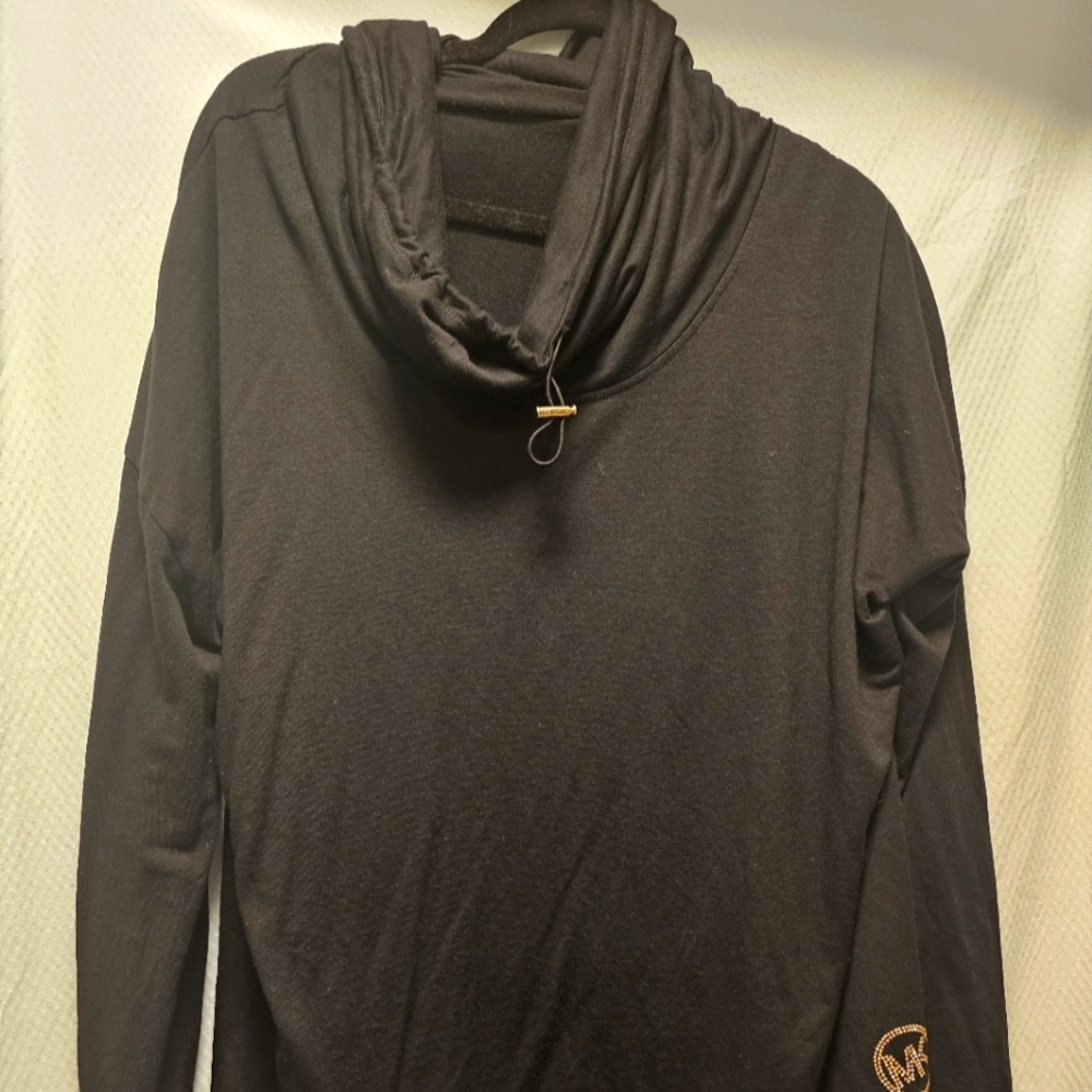 2X Black Micheal Kors Long Sleeve Cow Neck Shirt